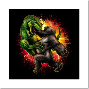 Gorilla versus T Rex Posters and Art